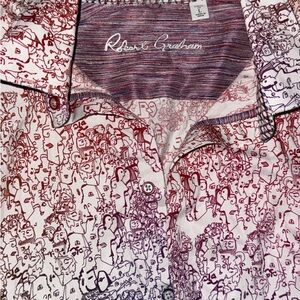 Robert Graham Artistic Red and White Shirt